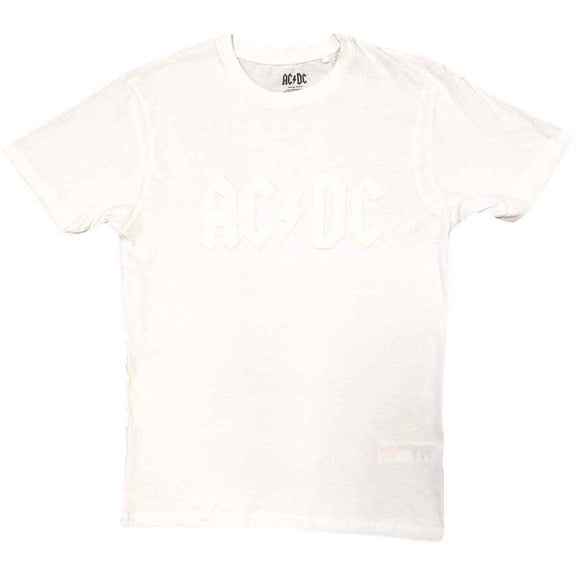 AC/DC Unisex Hi-Build T-Shirt: Logo (White-On-White) (Medium)