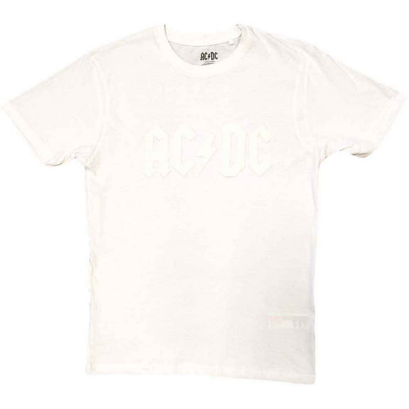 AC/DC Unisex Hi-Build T-Shirt: Logo (White-On-White) (X-Large)