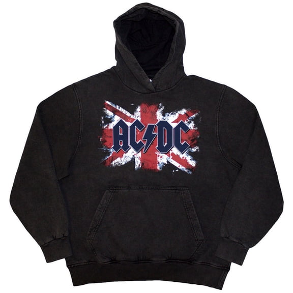 AC/DC Unisex Stone Wash Pullover Hoodie Sweatshirt Flag (Charcoal Grey) (XX-Large)