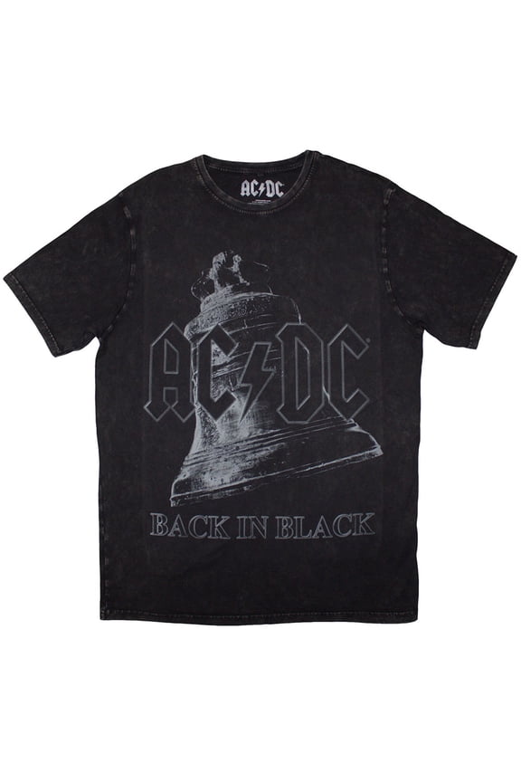 AC/DC Unisex Stone Wash T-Shirt Back In Black Bell (Black)