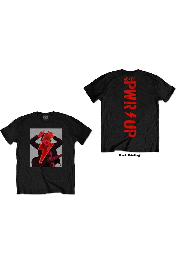 AC/DC Unisex T-Shirt Angus Finger Horns (Back Print) (Large)