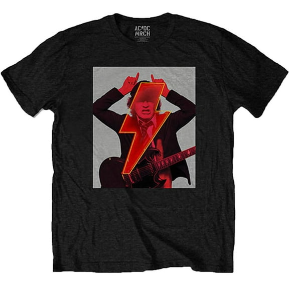 AC/DC Unisex T-Shirt Angus Finger Horns (Back Print) (Small)