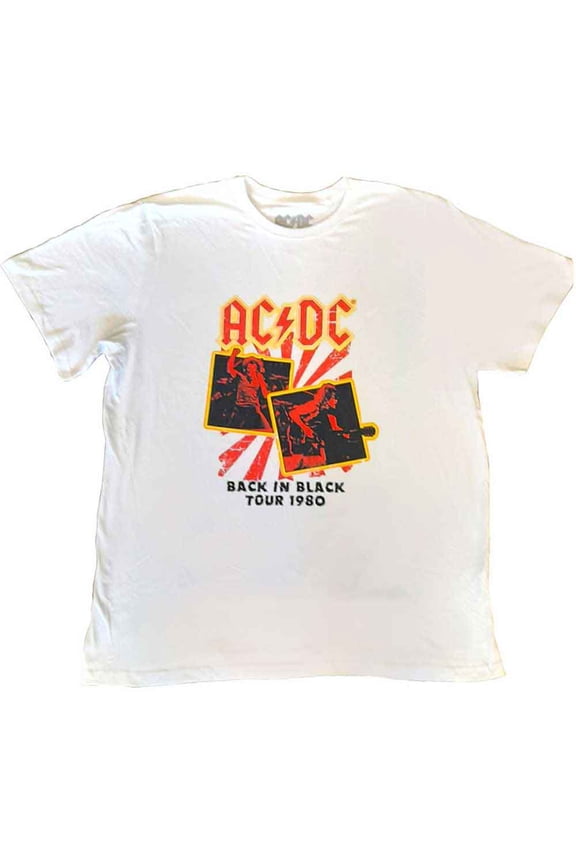 AC/DC Unisex T-Shirt Back in Black Tour 1980 (Plus Sizes) (XXXX-Large)