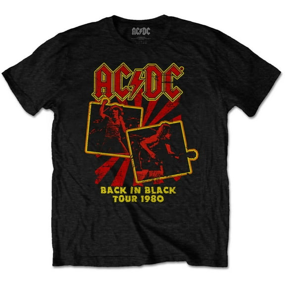 AC/DC Unisex T-Shirt Back in Black Tour 1980 (Small)