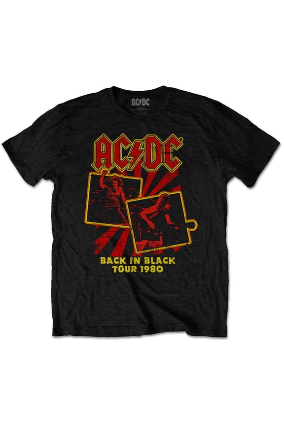 AC/DC Unisex T-Shirt Back in Black Tour 1980 (Small)