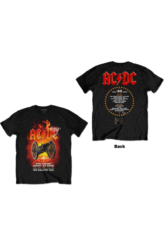 AC/DC Unisex T-Shirt FTATR 40th Flaming (Back Print) (Small)