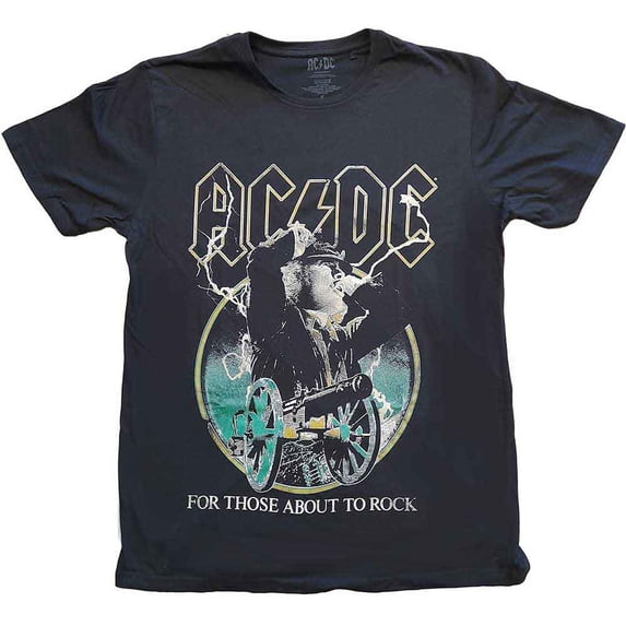 AC/DC Unisex T-Shirt For Those About To Rock Yellow Outlines (X-Large)