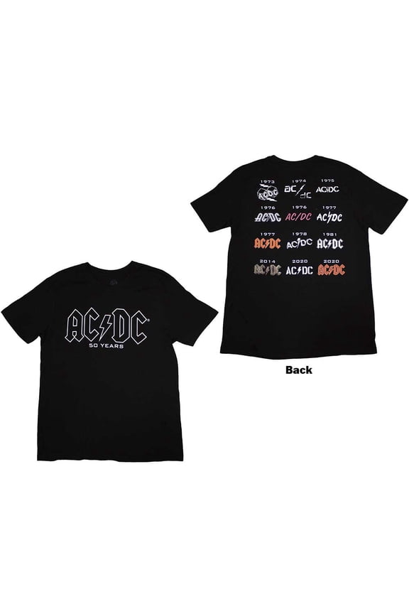 AC/DC Unisex T-Shirt: Logo History (Back Print)