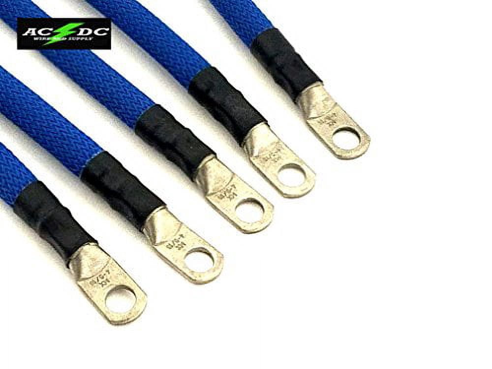 AC/DC WIRE AND SUPPLY 4 Gauge Golf Cart Battery Cable Set, (Blue)(Braided) E-Z-GO 1994 & UP MED/TXT 36V U.S.A Made (5 PC)