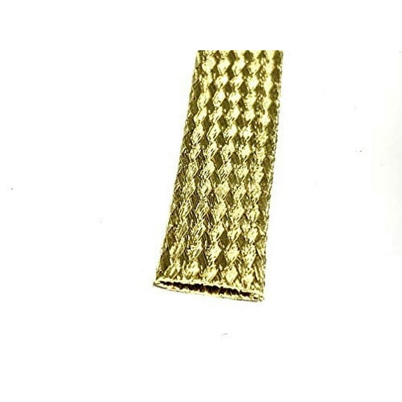 AC/DC WIRE AND SUPPLY Brass Flat Braid Ground Strap Grounding 1" Width (5 FT)