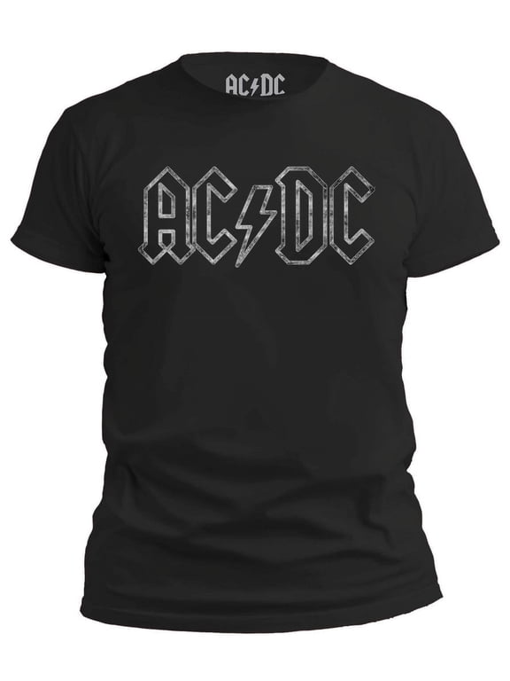 AC/DC White Jagged Logo Band Power Up Tee for Men Rock n Roll Shirt T-Shirt Large Black