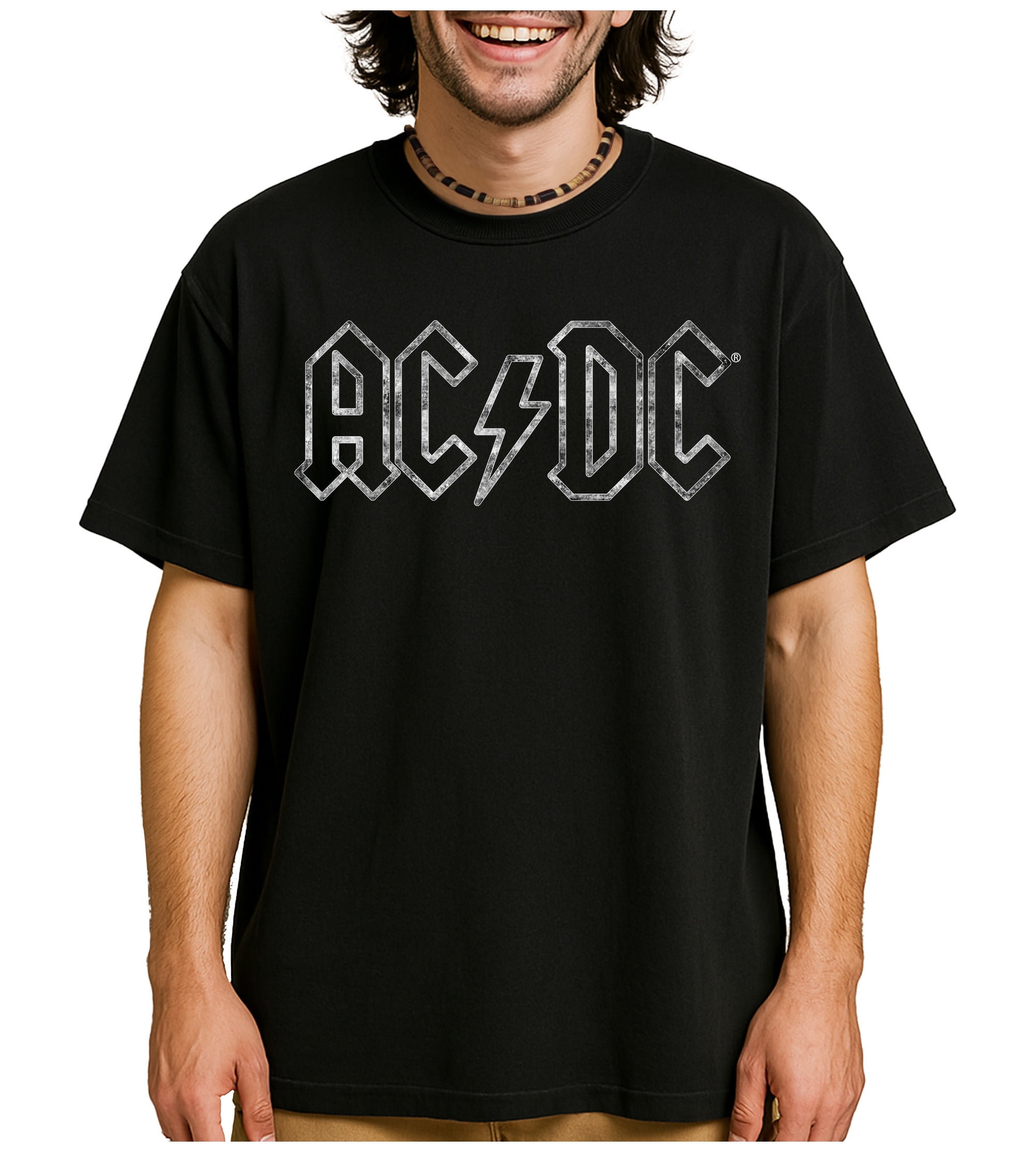 AC/DC White Jagged Logo Oversize Unisex Oversized Graphic Heavyweight ...