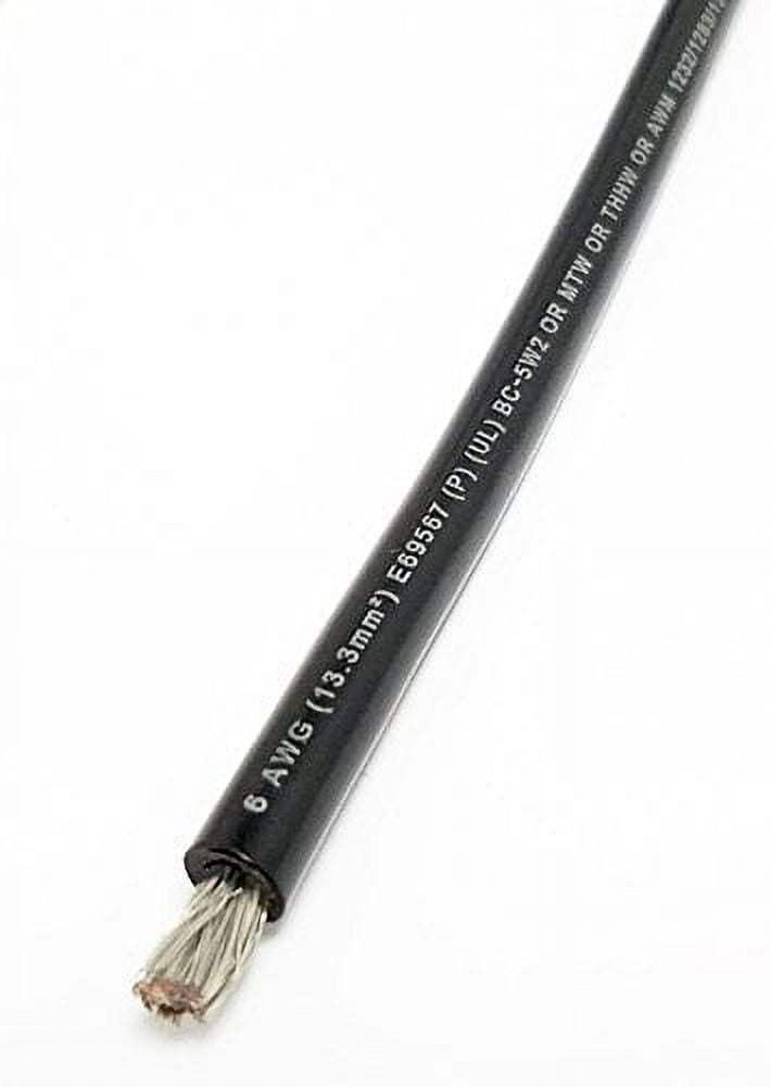 AC/DC Wire And Supply 6 AWG Gauge Marine UL1283 TINNED Copper Battery Cable Boat Wire (Black, 10 FT)