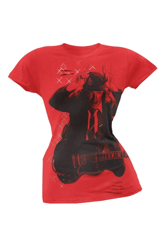 AC/DC Women's Juniors Angus Sparkle Short Sleeve T Shirt