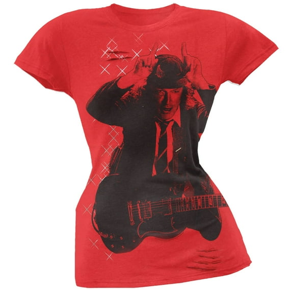 AC/DC Women's Juniors Angus Sparkle Short Sleeve T Shirt
