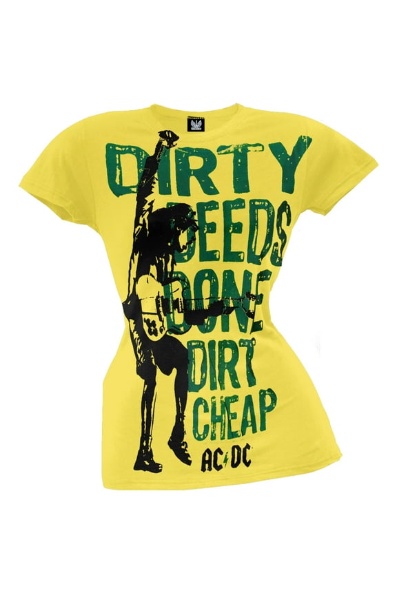 AC/DC Women's Juniors Dirty Deeds Strumming Short Sleeve T Shirt