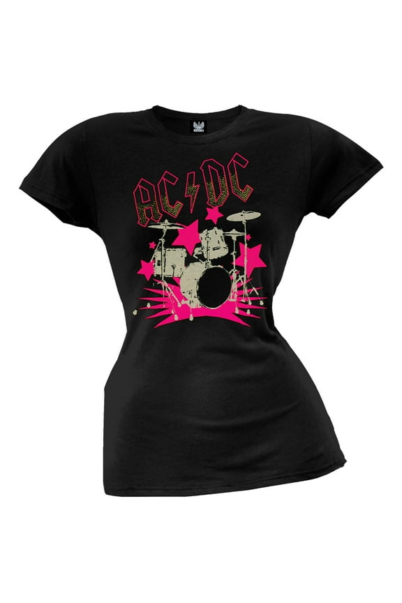 AC/DC Women's Juniors Drumset Short Sleeve T Shirt