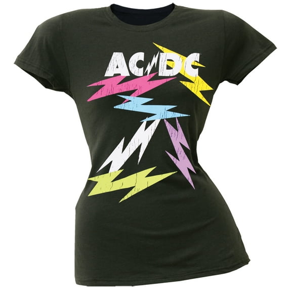 AC/DC Women's Juniors Neon Bolts Short Sleeve T Shirt