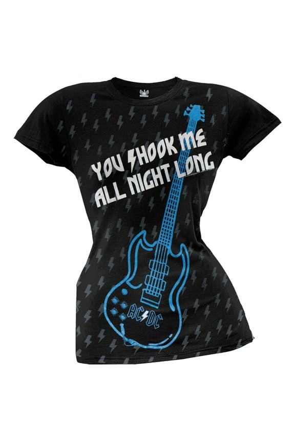 AC/DC Women's Juniors Shook Me All Night Short Sleeve T Shirt