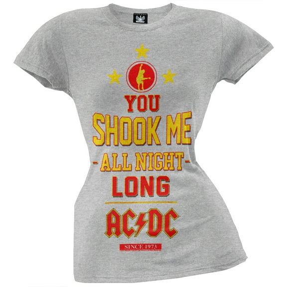 AC/DC Women's Juniors Yout Shook Me All Night Long Short Sleeve T Shirt