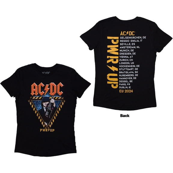 AC/DC Women's T-Shirt Angus Triangle PWR-UP EU Tour '24 (Back Print & Ex-Tour)