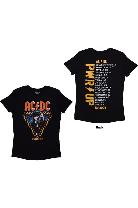 AC/DC Women's T-Shirt Angus Triangle PWR-UP EU Tour '24 (Back Print & Ex-Tour)