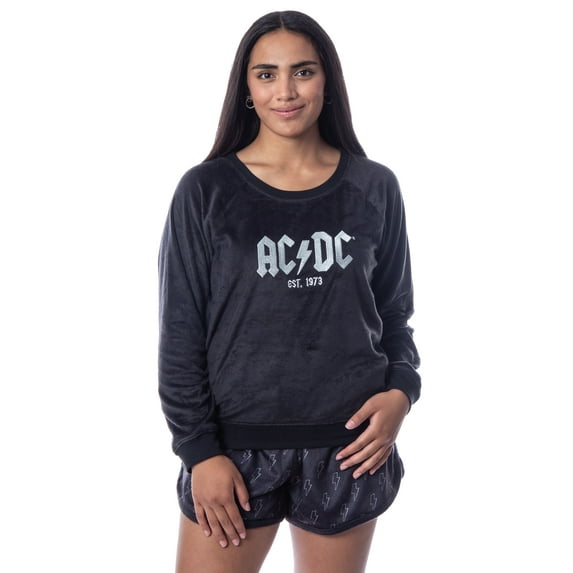 AC/DC Womens' Classic Logo Symbol Sweater and Shorts Sleep Pajama Set