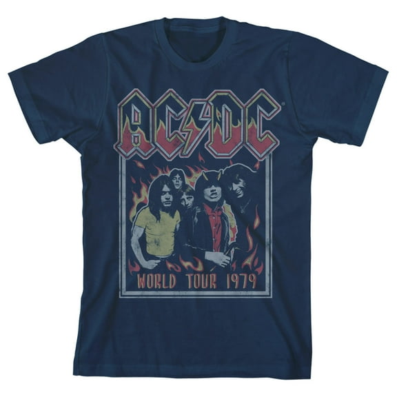 AC/DC World Tour 1979 Navy Blue Boy's Short-Sleeve T-shirt-Medium