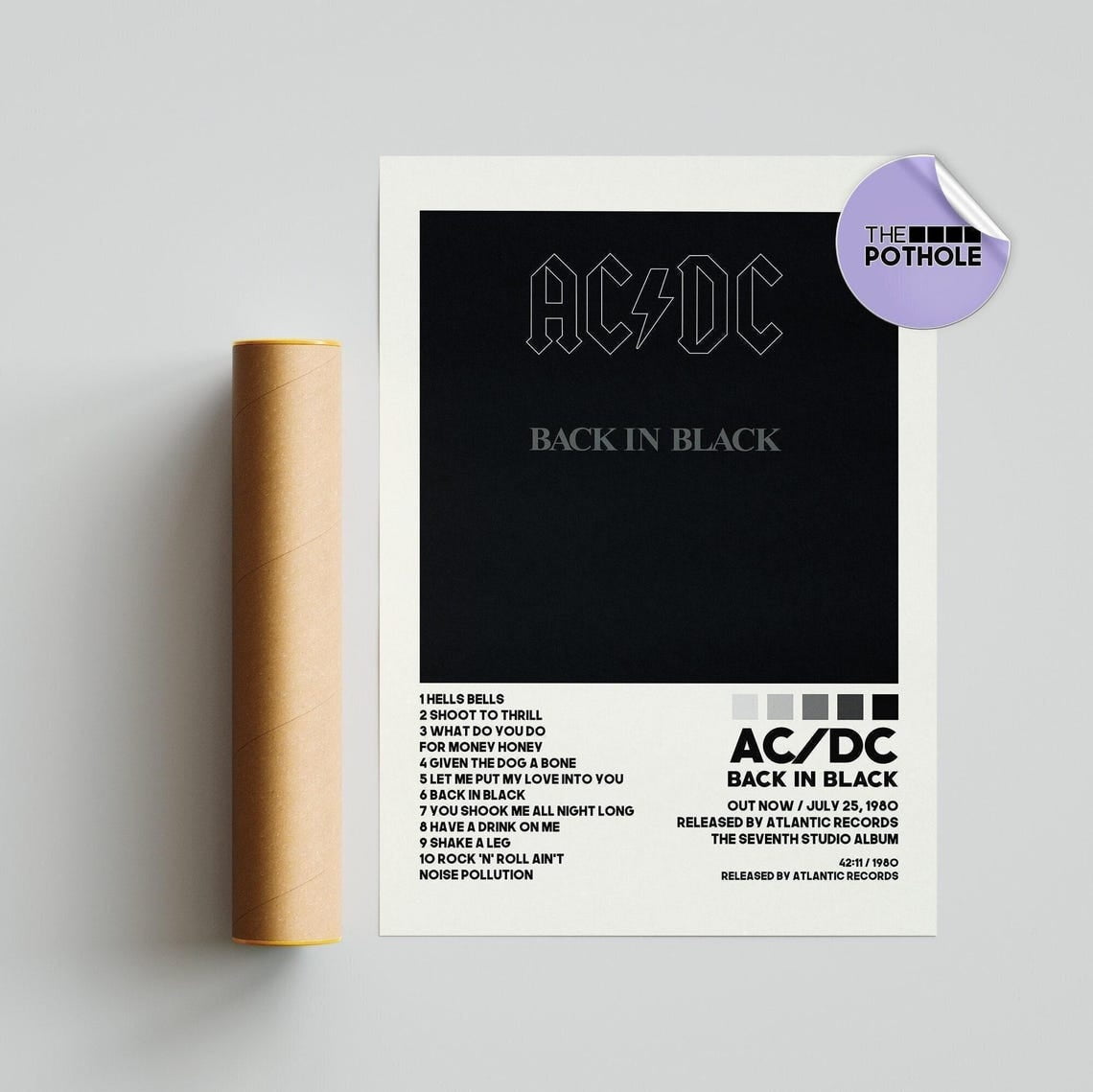 AC/DC s, Back in Black, Album Cover, Print Wall Art, Boston Album Cover ...