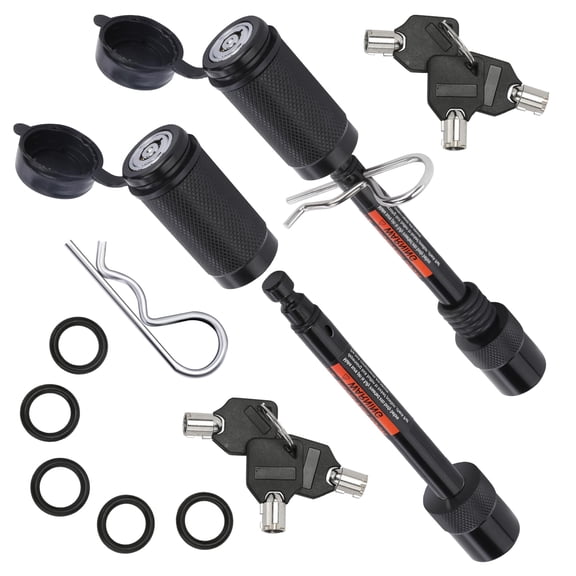 AC-DK 2 Pack Trailer Hitch Locks, 5/8" Dia 3-1/2" Long Pin, Fits Class I,II Receiver, 6 Keys,10 O-Rings,2 Safety Clips,Anti-Theft,WaterproofKeyed Alike Hitch Pin Lock for Tow Truck,Bike, Car, Boat