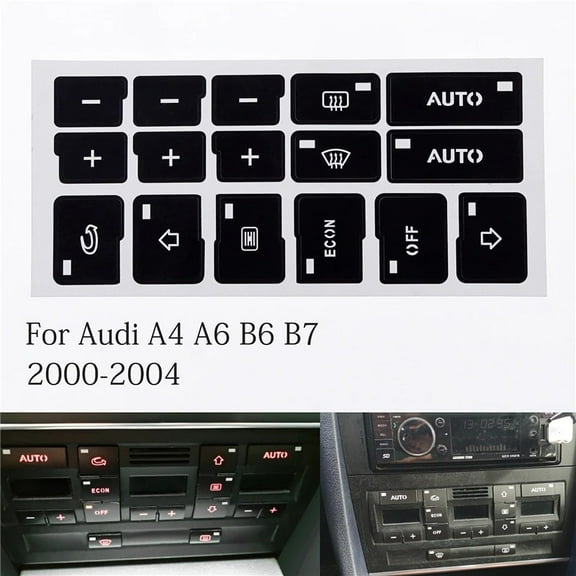 AC Dash Button Repair Kit for Audi 16 key sticker A4 B6 B7 2000-2004, Radio Control Dash Button Stickers Wear Resistant Car Interior Stickers and Decals