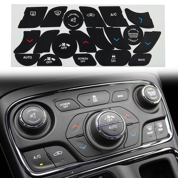 AC Dash Button Repair Kit Decal Stickers-Compatible for Chrysler 200 2014-2017, for Fixing Ruined Faded A/C Control Buttons- Car SUV Van Truck Accessories