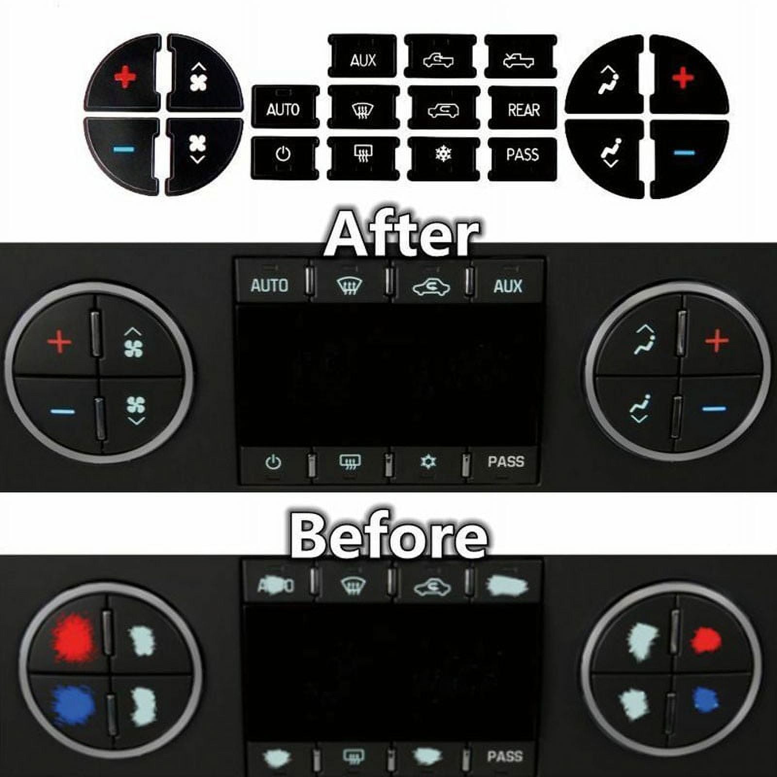 AC Dash Button Repair Kit Sticker for Chevy Best for Fixing Ruined Faded AC  Control Buttons Decal Replacement Fits Select 0714 GM Vehicles & Radio