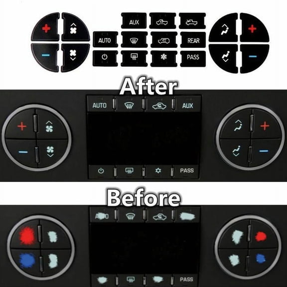 AC Dash Button Repair Kit Decal Stickers Replacement for Chevrolet GMC Tahoe