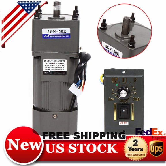 AC Gear Motor Electric Variable Speed Controller Torque 90W 1:50 0-27RPM 110V