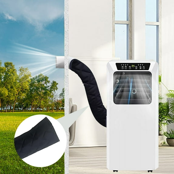 AC Hose Cover Wrap 58.46x20.87in Polyester 3 Layer Insulated Portable Air Conditioner Duct Sleeve Universal 5-5.9in Diameter Hose Washable Easy Install Reduce Heat Save Energy Black