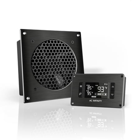 AC Infinity AIRPLATE T3, Quiet Cooling Fan System 6' with Thermostat Control, for Home Theater AV Cabinets