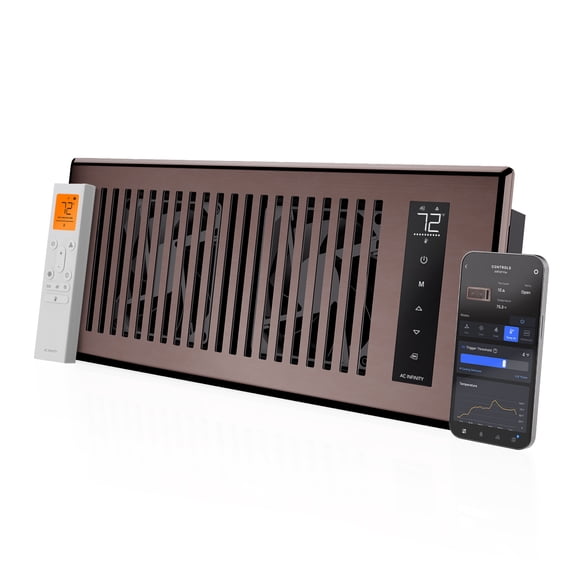 AC Infinity AIRTAP T4 Bronze, Register Booster Fan for 4 x 12 Register Openings, Improves Heating & Cooling, Auto Open/Close Vents, LCD Temperature Controller, Quiet 10 Speeds, Smart Home, WiFi App