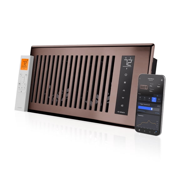 AC Infinity AIRTAP T4 Bronze, Register Booster Fan for 4 x 10 Register Openings, Improves Heating & Cooling, Auto Open/Close Vents, LCD Temperature Controller, Quiet 10 Speeds, Smart Home, WiFi App
