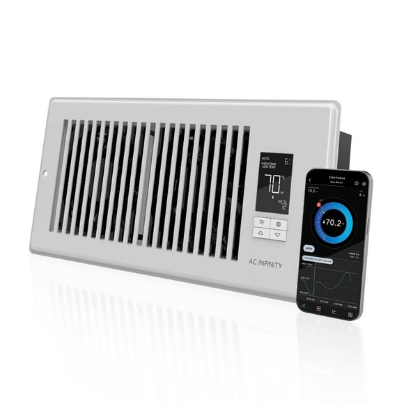 AC Infinity AIRTAP T4 White, Register Booster Fan for 4 x 10 Register Holes, Improves Heating & Cooling Vents, Quiet 10-Speeds, Bluetooth App Control Data Alerts. ONLY FITS 4 x 10 DUCT OPENINGS