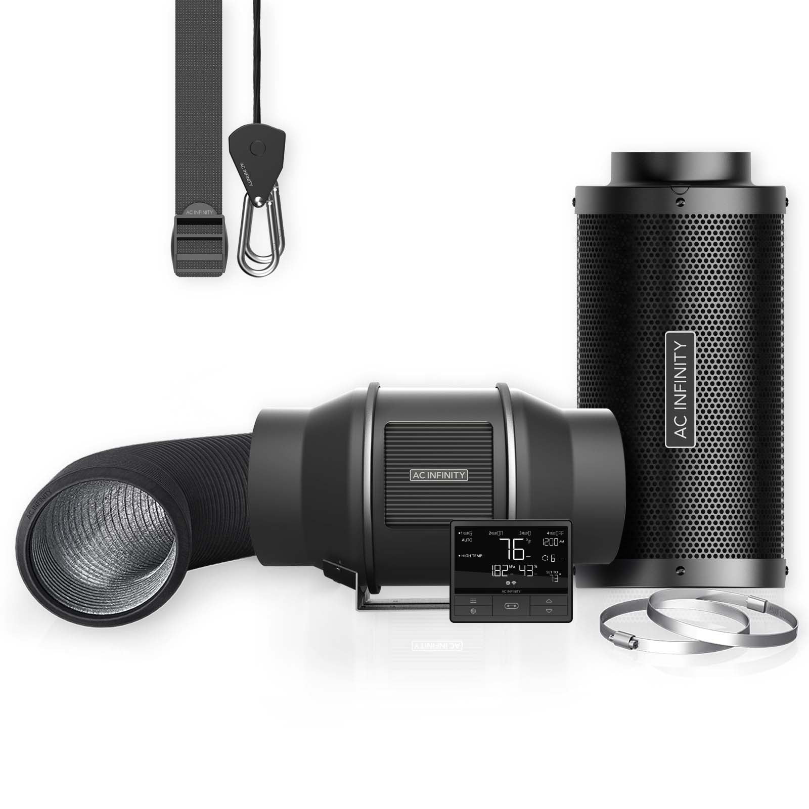 AC Infinity 6” PRO Air Filtration Kit with CLOUDLINE Inline Fan & Controller, Carbon Filter