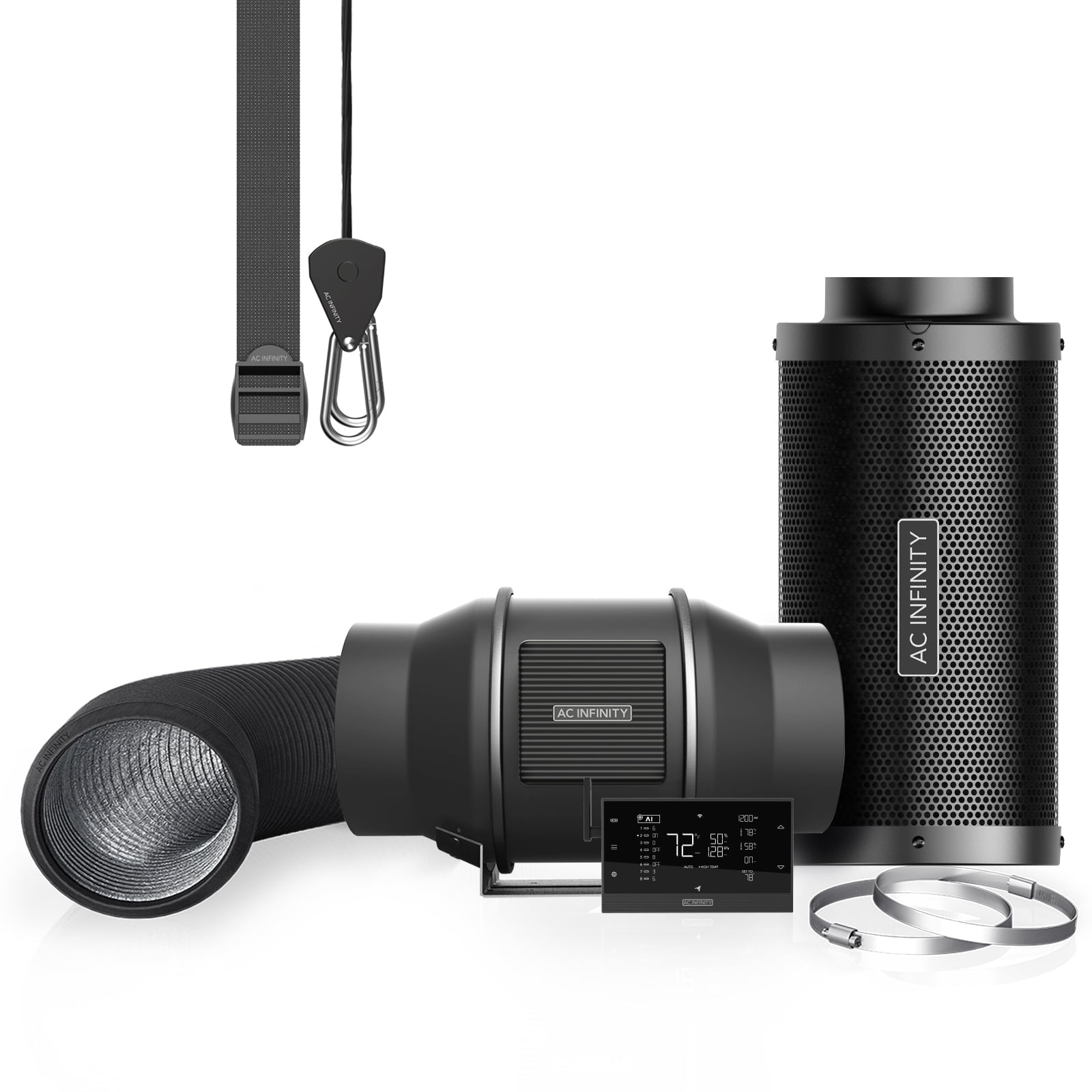 AC Infinity CLOUDLINE Inline Fan Controller and Carbon Filter Ducting