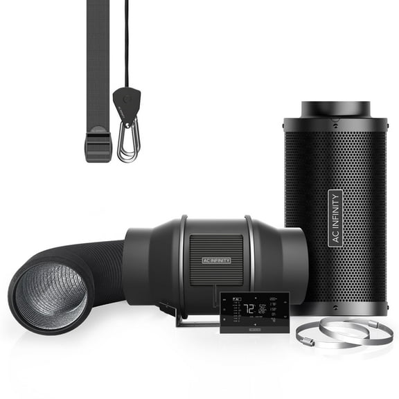 AC Infinity Air Filtration PRO Kit 6, AI Controller with WiFi App Control & Auto Level Adjusting, Inline Fan, Carbon Filter, Ducting, Ventilation System for Grow Tents, Hydroponics, Indoor Gardening
