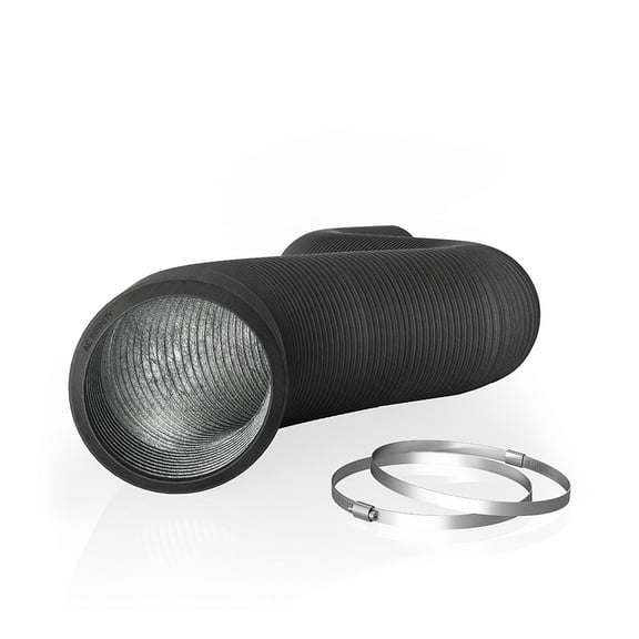 AC Infinity Black Aluminum 12", 8 Ft Flexible Ducting for Flame Resistant