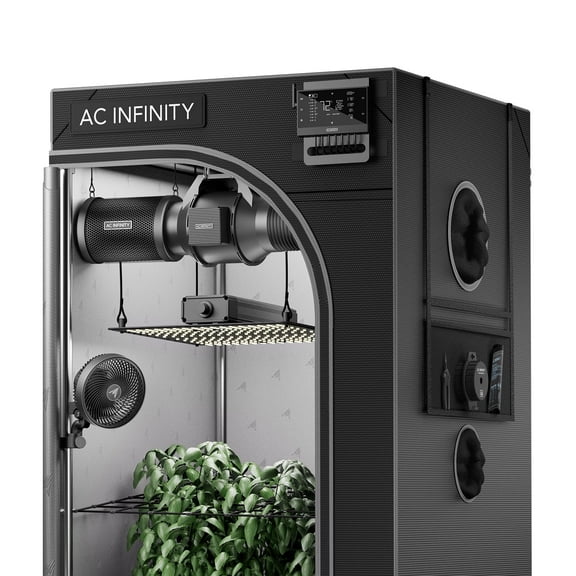 AC Infinity AI Grow System Compact 2x2, 1-Plant Kit w/ Self-Learning AI Controller, Dynamic Airflow & LM301H LED Lighting Control, 2000D Mylar Tent w/ Lab-Tested Reflectivity, Largest Zippered Window
