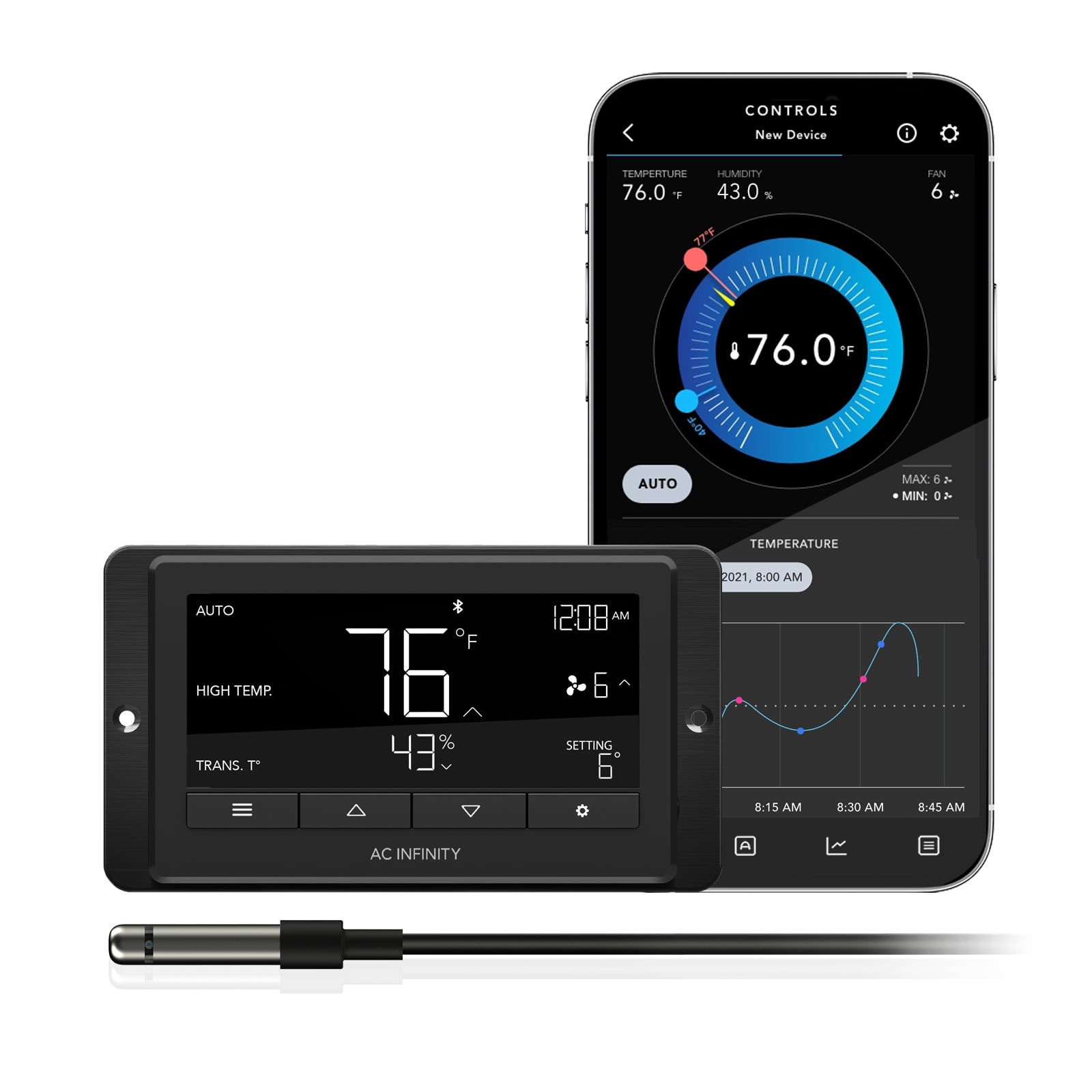 Black Digital Programmable Fan Controller with Remote Programming