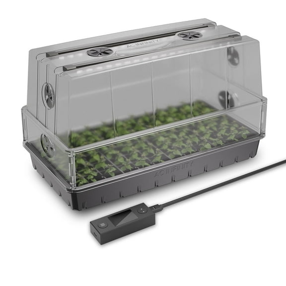 AC Infinity Heavy-Duty Large Humidity Dome w/ Full Spectrum LED Grow Light Bars, Samsung LM301H EVO Diodes, 3mm Thickest Dome and 6x12 Trays, Vent Extension Panels, for Seed Starting and Propagation