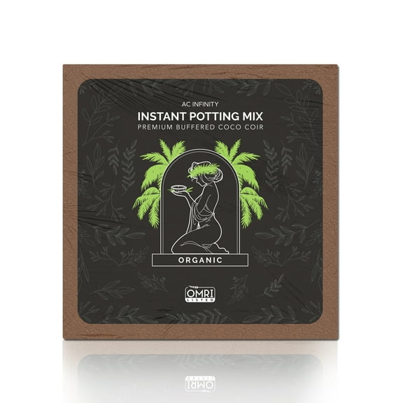 AC Infinity Instant Potting Mix, 2 lb. Premium Buffered Coco Coir Brick, Coconut Compost as Potting Soil Omri Listed, Low EC and pH Balance for Hydroponics Plant Growing and Propagation