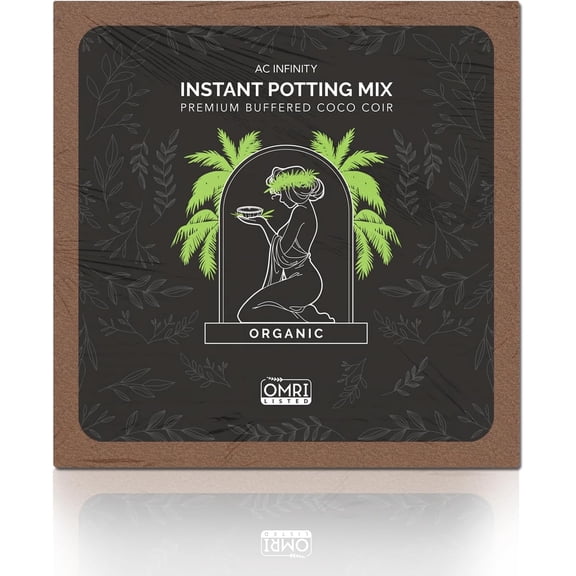 AC Infinity Instant Potting Mix, 2 lb. Premium Buffered Coco Coir Brick, Coconut Compost as Potting Soil Omri Listed, Low EC and pH Balance for Hydroponics Plant Growing and Propagation