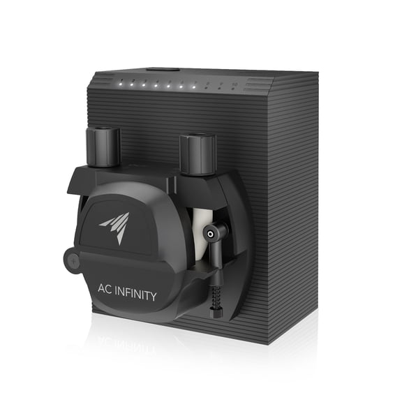 AC Infinity Peristaltic Dosing Pump, 10-Level Control with Adjustable 21 to 210 mL/min High Flow Rate, Roller Pump for Hydroponics, Aquariums, Scientific Labs